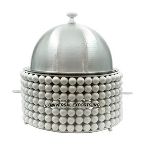 Metal <b>Food</b> <b>Warmer</b> Silver Finished Dinnerware Handmade Designer Casserole Hot Selling Wholesale Fancy metal Hotpot - Product Image 1