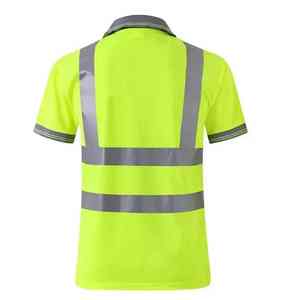 Diseño de cuello redondo, venta al por mayor, camiseta de manga corta de construcción de alta visibilidad hecha a medida, 2024 seguridad, alta visibilidad, trabajo, hombres, camiseta Polo - Product Image 2