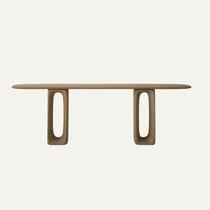 Contemporary Luxury Convertible Solid Teak Sculpted <b>Console</b> Table <b>Mirrored</b> Iron Accent for Entry Villa Hotel Bedroom Modern - Product Image 4