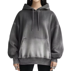 เสื้อฮู้ดผ้าฟลีซแขนยาวมีฮู้ดผ้าขนแกะเทอร์รี่มีเชือกรูดเปิดไหล่ซักได้สำหรับผู้หญิงสินค้ามาใหม่ - Product Image 6