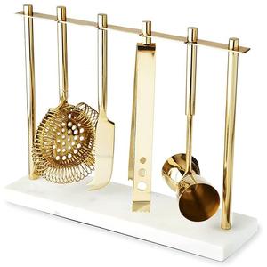 Juego de Herramientas de Barra de Acero Inoxidable Dorado Premium con Soporte de Mármol, Herramientas de Mezcla de Cócteles de Lujo para el Hogar, Hoteles y Restaurantes de Alta Cocina - Product Image 5