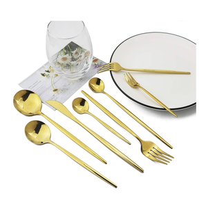 304 ensemble de cuillères de table couverts à steak en laiton or ensemble de couverts de luxe couverts en acier miroir cuillère - Product Image 1