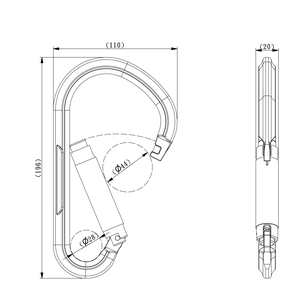 Mosquetón de aleación de aluminio anodizado YAC034D forma ovalada 22kN/4945LBS resistencia a la rotura 209g ligero para uso industrial general - Product Image 1