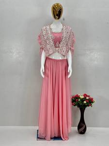 <b>LUNCHING</b> NEW TRADITIONAL PARTY WEAR KOTI BLOUSE SUIT <b>SET</b> EMBROIDERED SEQUENCE WORK REAL MIRROR HAND FAUX GEORGETTE QUICK DRY - Product Image 3