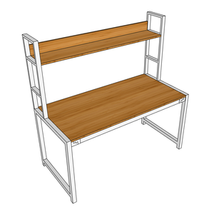 Adjustable Bamboo Office <b>Desk</b> with <b>Shelf</b> 70x148x150cm BFFB003 for Home Office - Product Image 6