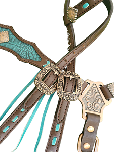 2023 vente chaude Western cheval bride poitrine collier ensemble cuir de vache équitation utilisation équestre comprend Headstall poitrine collier éperon - Product Image 4