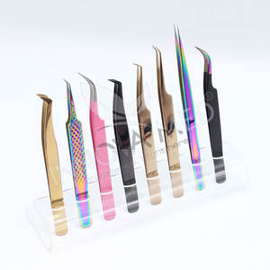 Nuevas pinzas para pestañas de Color azul con embalaje personalizado Pinzas para pestañas de acero inoxidable para extensión de pestañas en Tarifa mayorista - Product Image 3