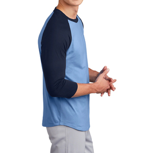 T-shirt de sport à manches 3/4, séchage rapide, 100 % polyester, col rond, style actuel, pour homme, baseball. - Product Image 3