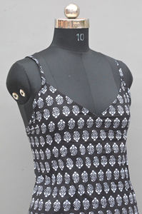 Maxi vestido indio hecho a mano sin mangas para mujer 100% algodón estampado de bloque de mano transpirable cintura Natural tejido largo - Product Image 5