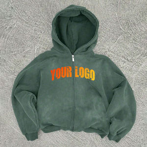 Custom Made 100% algodón Heavyweight Vintage Zip up Acid Wash Pullover Hoodies Custom Distressed Logo Sudaderas transpirables para hombres - Product Image 1