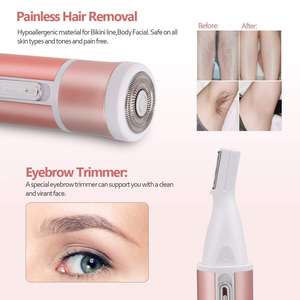 Set de Depiladora Eléctrica para Mujer con 4 Accesorios: Recortadora de Bikini, Recortadora de Vello Nasal, Moldeador de Cejas, Depiladora - Product Image 4