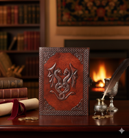 Handgefertigtes Vintage-Leder-Hardcover-Notizbuch mit Doppeldrachen-Motiv, unliniertes Papier, Künstlerskizzen-Geschenk, 100 Blatt