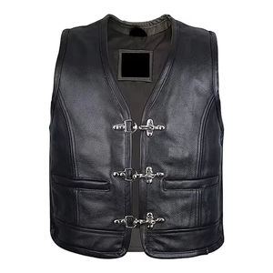 Chaleco de Motocicleta de Invierno Personalizado para Hombre 2026, Chaleco Casual de Cuero con Cierre y Bolsillos con Botones, Sin Mangas, Abrigado para Motociclistas, Ecológico - Product Image 1