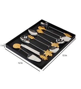 Cubiertos de Servir de Lujo con Recubrimiento de Níquel, Centro de Mesa con Acabado Brillante para Servir Ensaladas Decoradas con Mango de Alta Calidad - Product Image 5