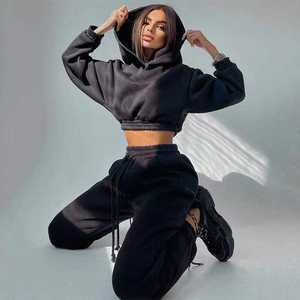 New Fashion <b>Women</b> Solid Hoodie Set Zipper Turn-down Collar <b>Sweat</b> Top Soft Casual Loose <b>Sweat</b> <b>Pant</b> Two-piece Sweatshirt Suit - Product Image 2