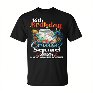 T-shirt per il 16° compleanno a tema Crociere per amici e famiglia, design coordinato per vacanze e promozioni - Product Image 2