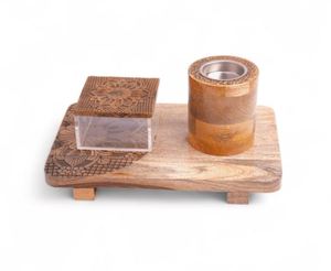 Quemador de incienso de madera de mango estilo dama de lujo impreso a mano Bakhoor Mubakhara difusor de aromaterapia religioso para el hogar - Product Image 1