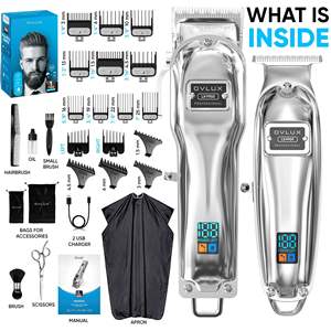 Ensemble de tondeuses à cheveux et de tondeuses à barbe sans fil professionnelles pour hommes, machine rechargeable pour couper les cheveux et tailler la barbe - Product Image 5