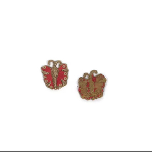 New Beautiful Mini Embroidered <b>Butterfly</b> Patch with Red Gold Zari <b>Beads</b> for Kidswear Garments Rakhi Craft Bag Decorations Patch - Product Image 1
