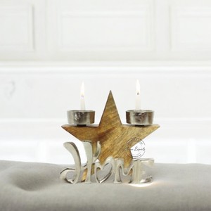 Encantadora decoración de árbol de Navidad de madera con anillo de estrella de Metal hecho a mano acento festivo perfecto para mesas de vacaciones - Product Image 3