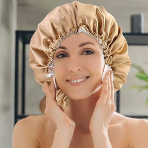 Bonnet de nuit en polyester double couche réglable en gros, bonnet de nuit personnalisé avec logo en satin à bas prix, toutes saisons, femmes - Product Image 5