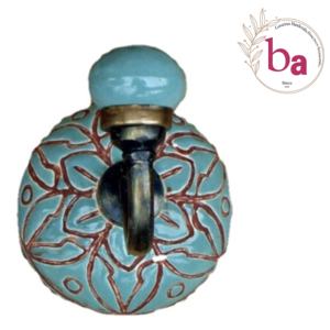 Hot Selling Antique Turquoise Ceramic Etched Tile Wall <b>Coat</b> Hooks & Keychain <b>Hanger</b> Brass High Demand Product Category - Product Image 1