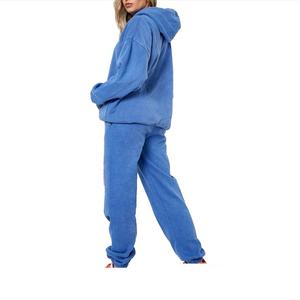 Venta al por mayor de chándal de lana de algodón en blanco lavado con ácido con precios baratos chándal de mujer de mejor diseño - Product Image 2