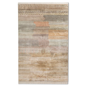 Tapis en soie noués à la main Manchaha Ivory, patchwork classique pour la maison, tapis rectangulaire pour couloir, pour adolescents - LPS-20, Jaipur Rugs US - Product Image 1