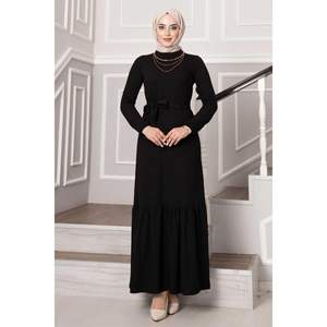 Black Removable Belted Ruffle <b>Skirt</b> Dress for Prom - Product Image 5