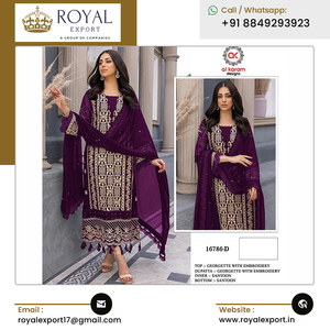 ชุดเครื่องแต่งกายเทศกาลและงานปาร์ตี้สำหรับผู้หญิง2023ขายดีที่สุดชุดใส่เล่นซาลวาร์แบบผ้าจอร์เจียแบบหนักมาใหม่ - Product Image 5