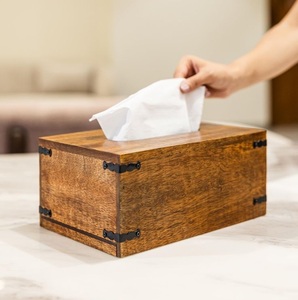 Decorative Wooden <b>Tissue</b> <b>Holder</b> <b>Box</b> Natural Finish <b>Tissue</b> Dispenser Case - Product Image 2