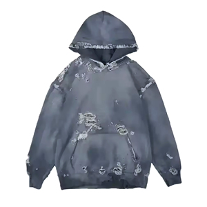 Sudaderas Extra Grandes Personalizadas con Lavado Ácido y Estilo Desgastado para Hombre, Sudaderas con Capucha de Manga Larga para Hombre, 100% Algodón Felpa - Product Image 5