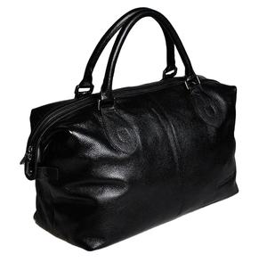 Sac de voyage en cuir véritable pour hommes, sacs à bagages de grande taille, sac de week-end pour femmes, grand sac fourre-tout noir - Product Image 1