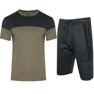 2025 Summer Casual <b>Twin</b> <b>Sets</b> for Men New Design Short Sleeve T Shirt Shorts Breathable Knitted Fabric High Quality Sport Style - Product Image 1