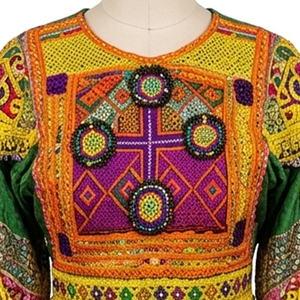 Vestidos de Fiesta para Niñas al por Mayor, OEM ODM, Estilo Pathani Salwar Kameez Tribal Kuchi, con Encaje Estampado, para Eventos al Aire Libre, Vestido Pashtun Afgano Kuchi - Product Image 5