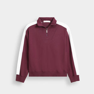 Sweat-shirt à col rond en molleton pour femme, style décontracté, manches longues, couleur marron, fermeture éclair sur le devant, streetwear, confortable, pour l'hiver, fabriqué au Pakistan - Product Image 1