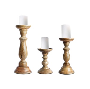 Candelabros de madera a precio de fábrica, Juego de 3 candelabros de madera de mango para centro de mesa, candelero rústico de 4, 6 y 8 pulgadas - Product Image 4