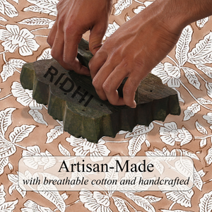 Camino de Mesa de Algodón Estampado a Mano con Diseño Floral Marrón Roble de Alta Calidad, Bordado Festivo, Reutilizable para Cocina - Product Image 3