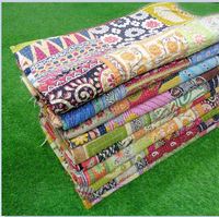 Couette Kantha indienne vintage en coton biologique, faite à la main, réversible, patchwork imprimé, écologique, de haute qualité, toutes saisons