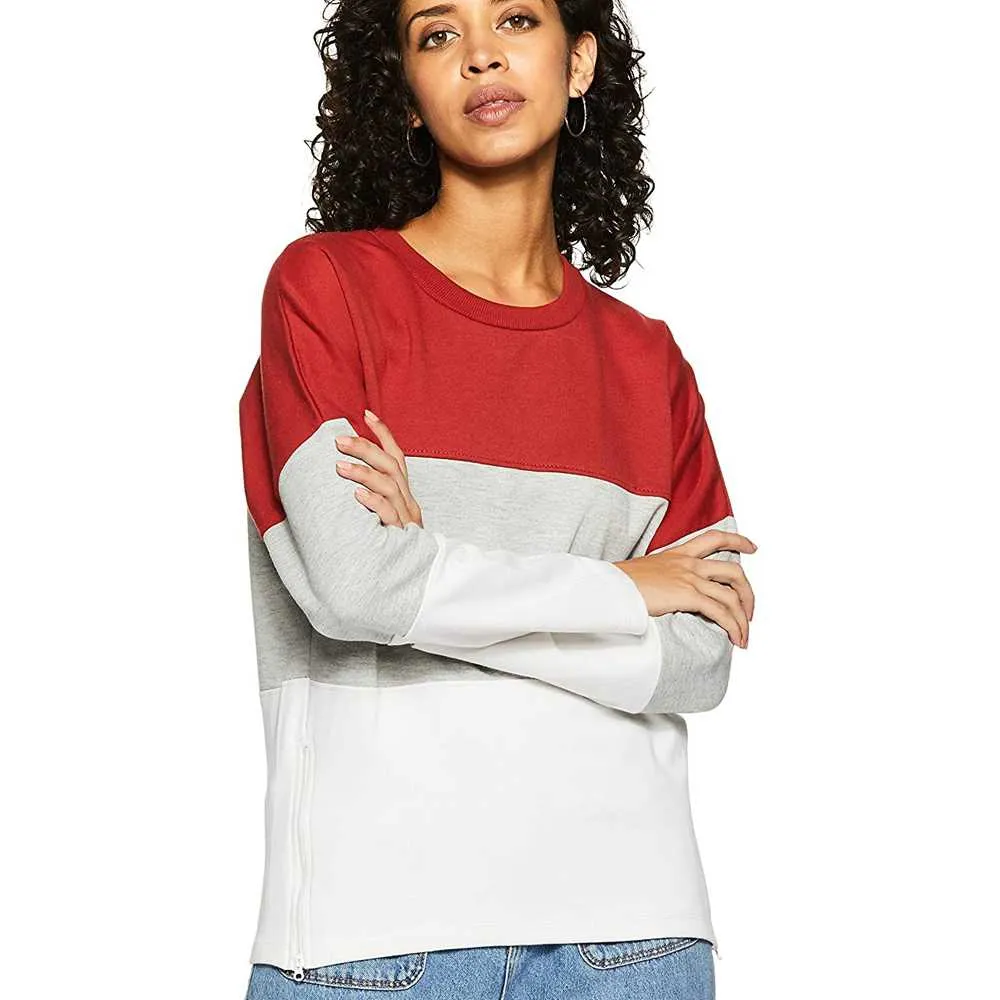 Sweat Shirts Women Premium Logo Crew Neck Sweat Shirts 100% Cotton Blank Oversize Polyester three color combo 2023