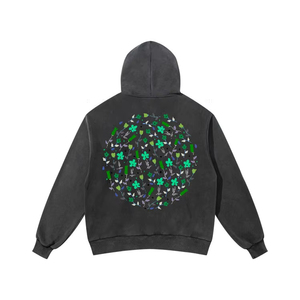 Nouveau sweat à capuche zippé en molleton épais 500 g/m² pour homme, coupe droite, effet vieilli délavé et brodé, 100 % coton, effet soleil éclairé, vente en gros - Product Image 1