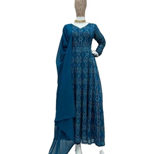 Traje Anarkali de último diseñador de Fab Zone Faux Georgette con hilo de secuencia Trabajo Ropa india y pakistaní - Product Image 1