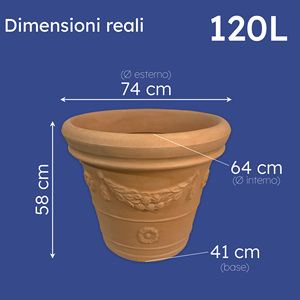 Impruneta 75 cm vaso a doppio bordo con festone elegante ornamento da giardino per fiori e piante - Product Image 5