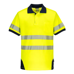 Polo de poliéster reflectante amarillo y azul de manga larga, ropa de trabajo de seguridad de alta visibilidad, uniforme de construcción Industrial - Product Image 2