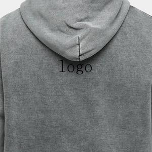 เสื้อฮู้ดผู้ชายโอเวอร์ไซส์ฟอกสีผ้าฝ้าย100% วินเทจซักได้ตามต้องการ - Product Image 3
