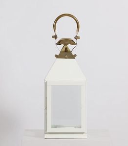 White Modest Metal Candle <b>Lantern</b> Handcrafted 14x14x43 CM Pillar Holder for Home & Garden Decoration Box Packed - Product Image 1