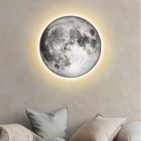 Étoile lune terre nordique décor à la maison mur Art imprime affiches ronde toile cadre diamant lune peinture avec lumière led