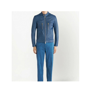 Veste de course bleue à capuche de style motard pour hommes, manches longues, poches zippées sur le devant, tissu polaire durable. - Product Image 5