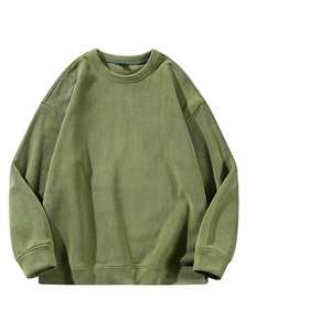 Otoño estilo americano hombres peso pesado algodón sudadera fábrica personalizada Vintage manga larga bordado suelto ajuste cuello forrado - Product Image 3