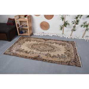 พรมตุรกีขนาด 3.7x6.8 ฟุต พรมวินเทจ พรมขอบสีน้ำตาลเบจ - Product Image 3